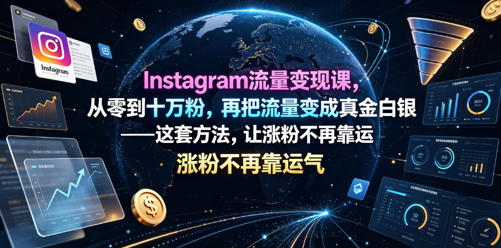 Instagram流量变现课，从零到十万粉，再把流量变成真金白银——这套方法，让涨粉不再靠运气【原创双语字幕】-创业资源网