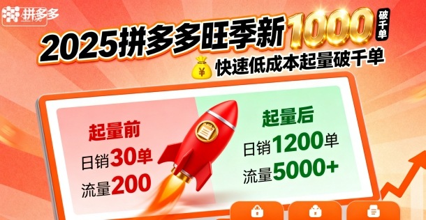2025拼多多旺季新老店铺——快速低成本起量破千单-创业资源网