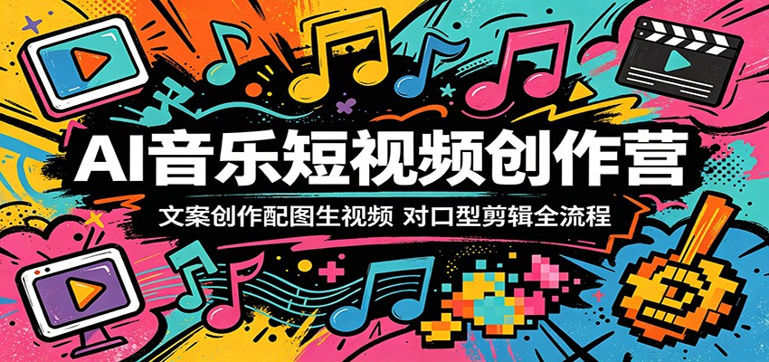 AI音乐短视频创作营：文案创作配图生视频，对口型剪辑全流程-创业资源网