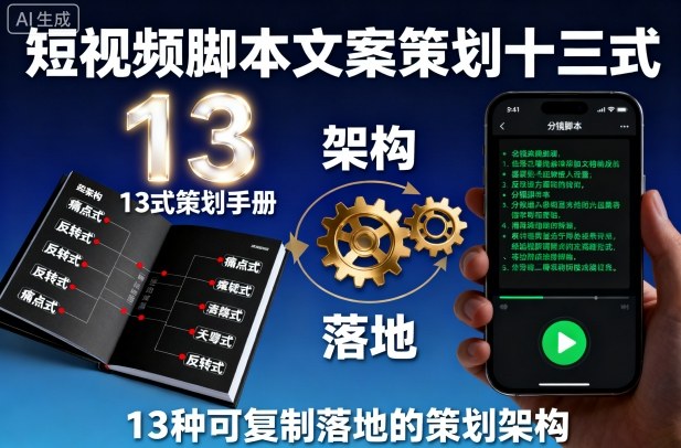 短视频脚本文案策划十三式，13种可复制落地的策划架构-创业资源网