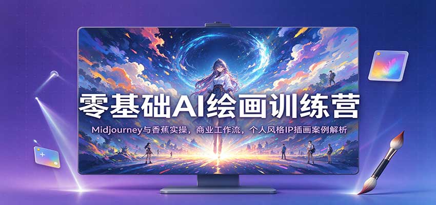零基础AI绘画训练营：Midjourney与香蕉实操，商业工作流，个人风格IP插画案例解析-创业资源网