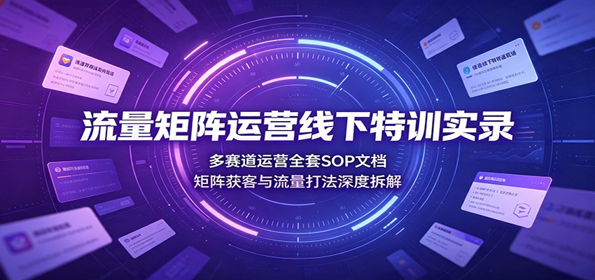 流量矩阵运营线下特训实录：多赛道运营全套SOP文档，矩阵获客与流量打法深度拆解-创业资源网