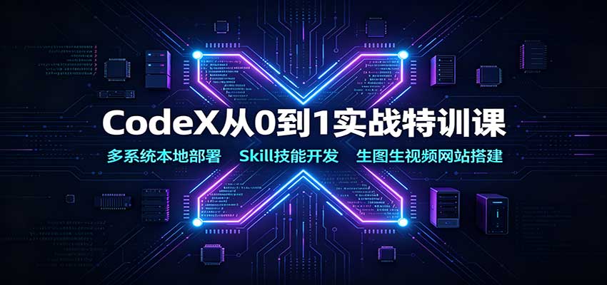 CodeX从0到1实战特训课：多系统本地部署，Skill技能开发，生图生视频网站搭建-创业资源网