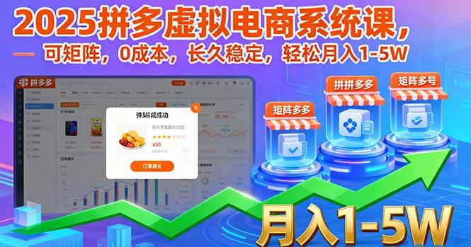 （16088期）2025拼多多虚拟电商系统课，可矩阵，0成本，长久稳定，轻松月入1-5W-创业资源网