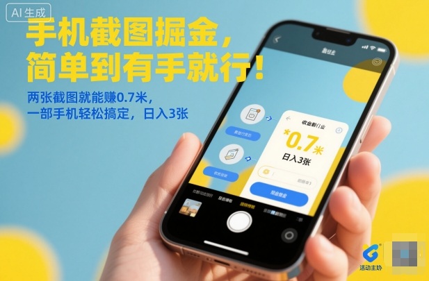 手机截图掘金，简单到有手就行！两张截图就能賺0.7米，一部手机轻松搞定，日入3张【揭秘】-创业资源网
