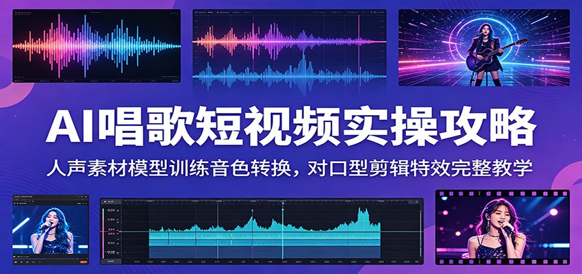 AI唱歌短视频实操攻略：人声素材模型训练音色转换，对口型剪辑特效完整教学-创业资源网