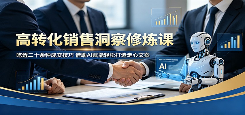 高转化销售洞察修炼课：吃透二十余种成交技巧，借助AI赋能轻松打造走心文案-创业资源网