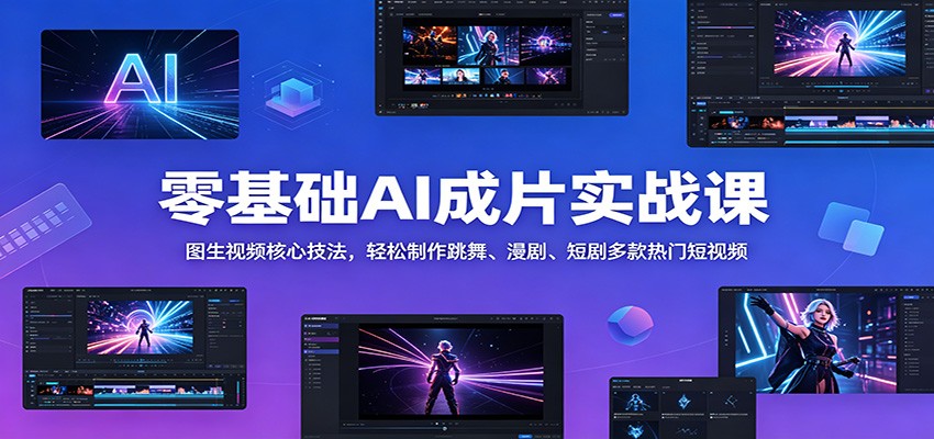 零基础AI成片实战课：图生视频核心技法，轻松制作跳舞、漫剧、短剧多款热门短视频-创业资源网