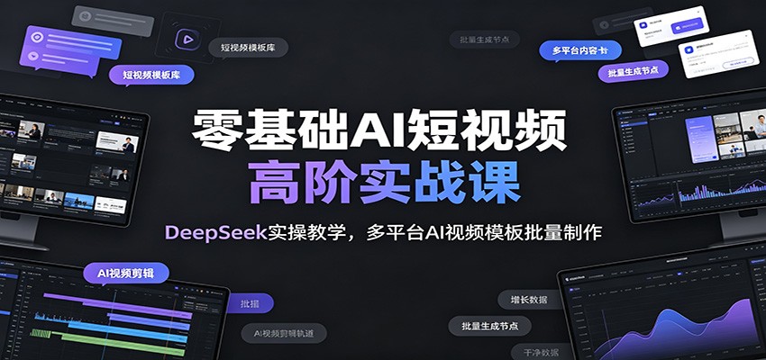 零基础AI短视频高阶实战课：DeepSeek实操教学，多平台AI视频模板批量制作-创业资源网