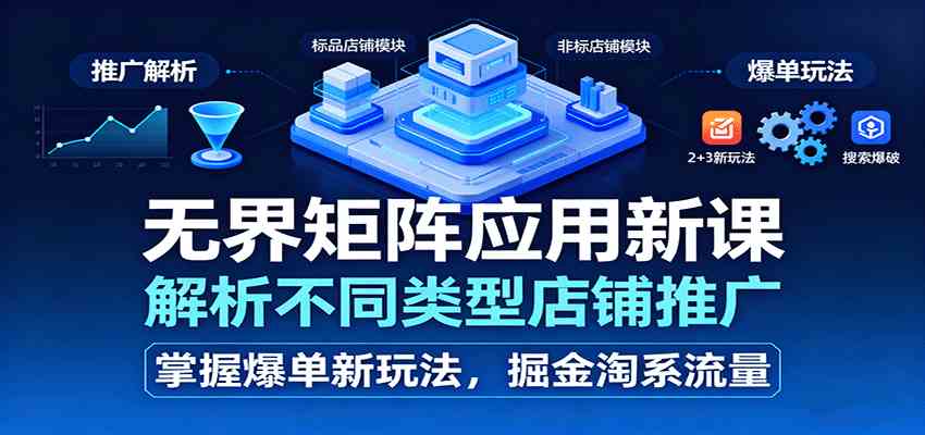 无界矩阵应用新课，解析不同类型店铺推广，掌握爆单新玩法，掘金淘系流量-创业资源网