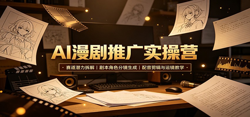 AI漫剧推广实操营：赛道潜力拆解，剧本角色分镜生成，配音剪辑与运镜教学-创业资源网