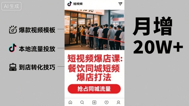 短视频爆店课，餐饮同城短视频爆店打法-创业资源网
