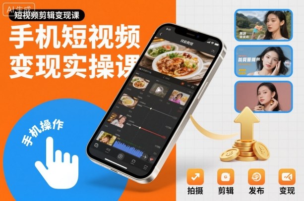 手机短视频变现实操课，短视频剪辑变现课-创业资源网