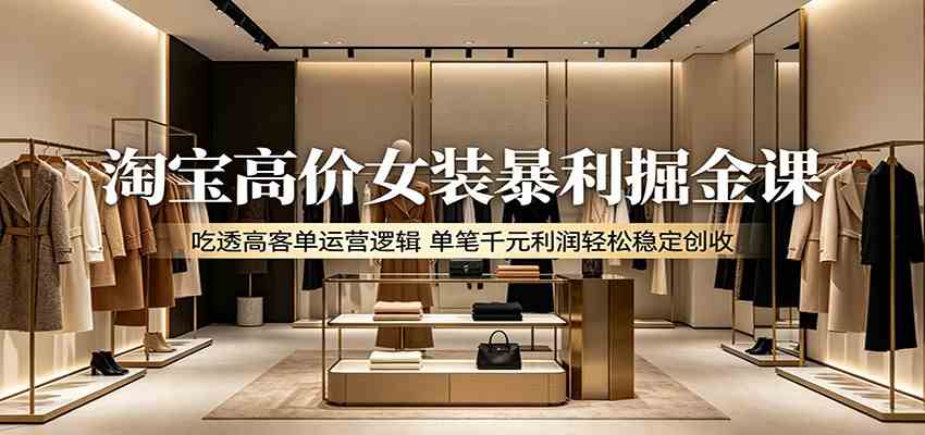 淘宝高价女装暴利掘金课：吃透高客单运营逻辑，单笔千元利润轻松稳定创收-创业资源网