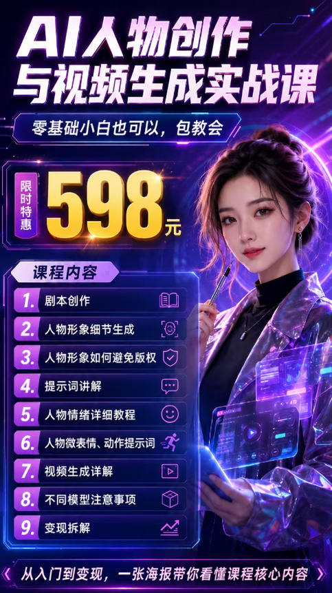 抖音5W粉丝博主的AI真人日系女孩制作教学，AI人物创作与视频生成实战课，新手也能快速起号涨粉变现（更新1002）-创业资源网
