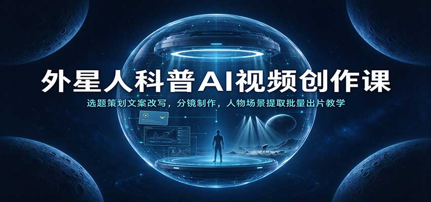 外星人科普AI视频创作课：选题策划文案改写，分镜制作，人物场景提取批量出片教学-创业资源网