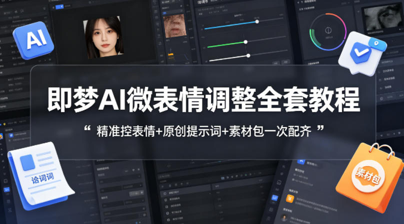 即梦AI微表情调整全套教程，精准控表情+原创提示词+素材包一次配齐-创业资源网