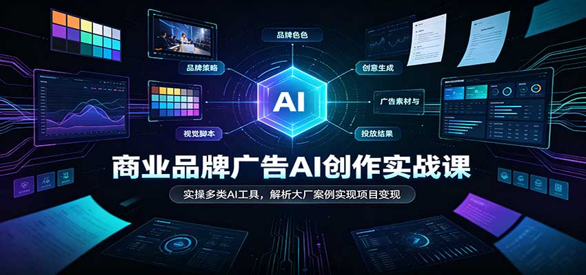 商业品牌广告AI创作实战课：实操多类AI工具，解析大厂案例实现项目变现-创业资源网