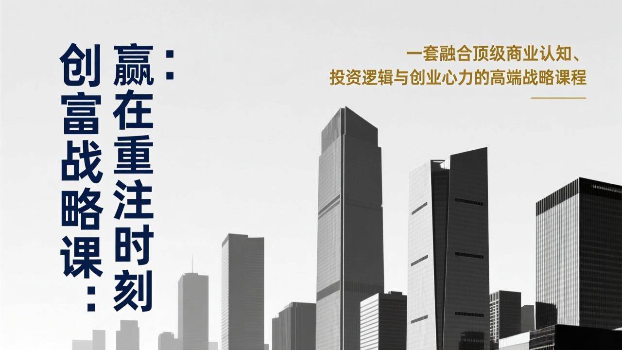 （17337期）《创富战略课：赢在重注时刻》一套融合顶级商业认知、投资逻辑与创业心力的高端战略课程-创业资源网
