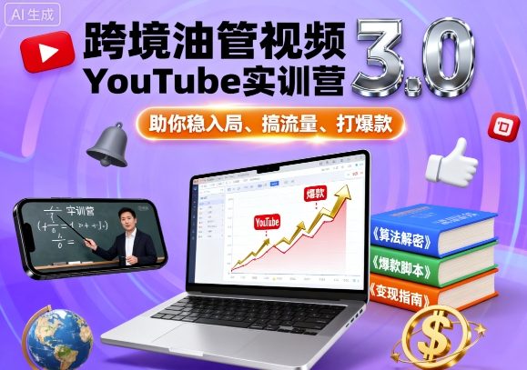 跨境油管视频YouTube实训营3.0，助你稳入局、搞流量、打爆款-创业资源网