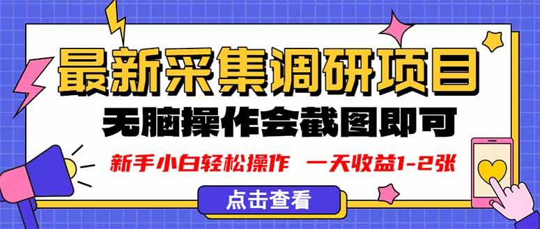 （16155期）新版采集调研项目，截图上传即可，无脑操作，日收益1-2张-创业资源网