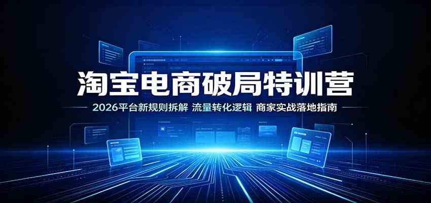 淘宝电商破局特训营：2026平台新规则拆解，流量转化逻辑，商家实战落地指南-创业资源网