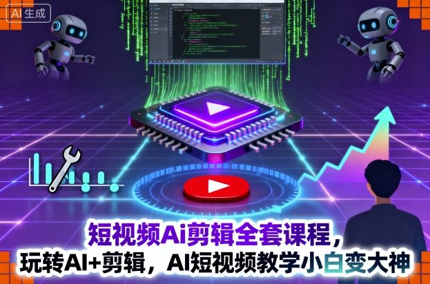 短视频Ai剪辑全套课程，玩转AI+剪辑，AI短视频教学小白变大神-创业资源网