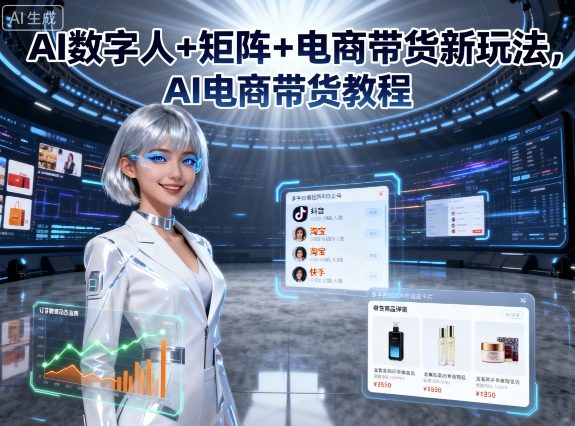 AI数字人+矩阵+电商带货新玩法，AI电商带货教程-创业资源网