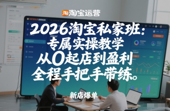 2026淘宝私家班：专属实操教学，从0起店到盈利，全程手把手带练（更新26年3月）-创业资源网