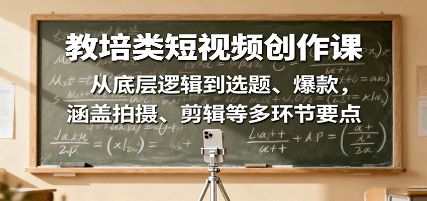 教培类短视频创作课：从底层逻辑到选题、爆款，涵盖拍摄、剪辑等多环节要点-创业资源网
