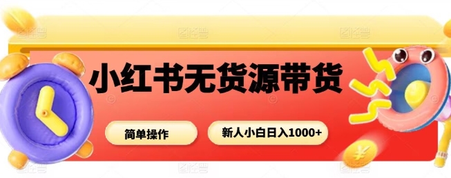 小红书无货源带货项目，简单无脑，新人小白日入多张-创业资源网