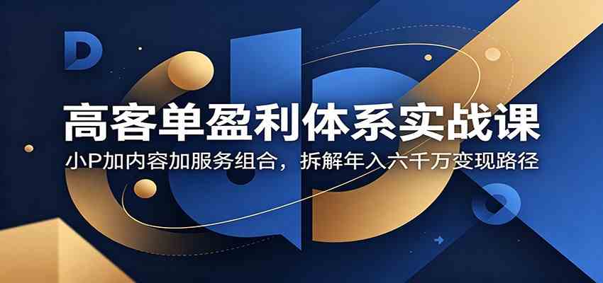 高客单盈利体系实战课：小P加内容加服务组合，拆解年入六千万变现路径-创业资源网