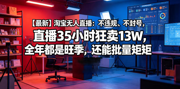 【最新】淘宝无人直播：不违规、不封号，直播35小时狂卖13W，全年都是旺季，还能批量矩阵操作【揭秘】-创业资源网