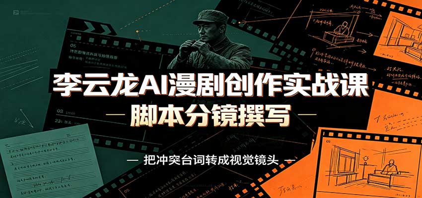 李云龙AI漫剧创作实战课：角色人设还原，脚本分镜撰写，AI漫剧成片完整制作教学-创业资源网