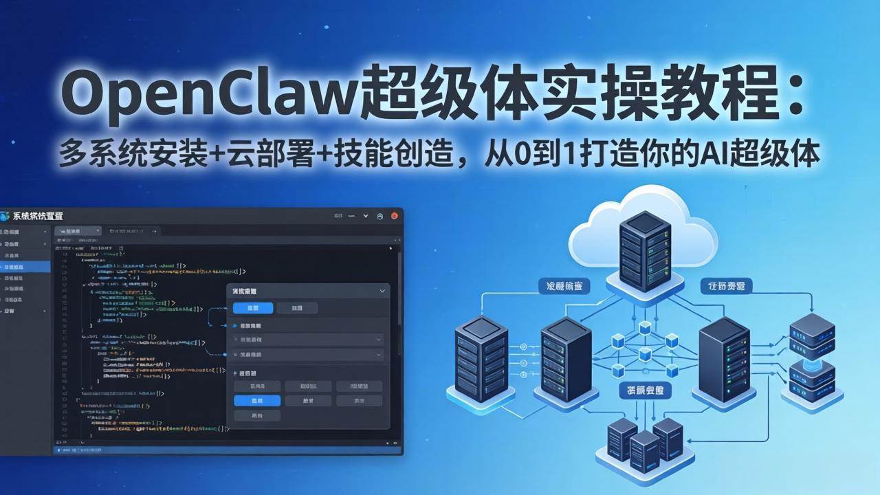 （17603期）OpenClaw-小龙虾 超级体实操教程：多系统安装+云部署+技能创造，从0到1打造你的AI超级体-创业资源网