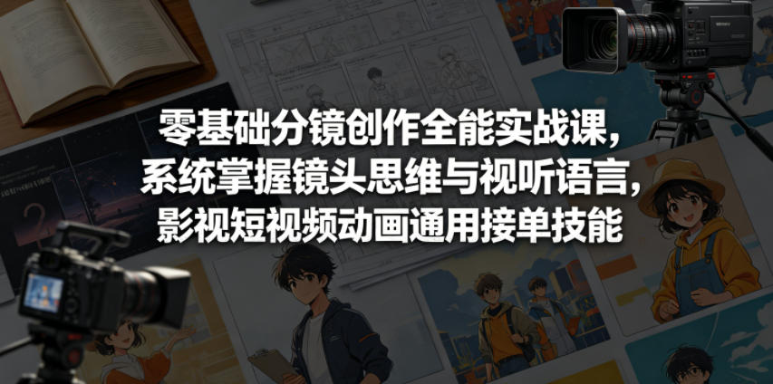 零基础分镜创作全能实战课，系统掌握镜头思维与视听语言，影视短视频动画通用接单技能-创业资源网
