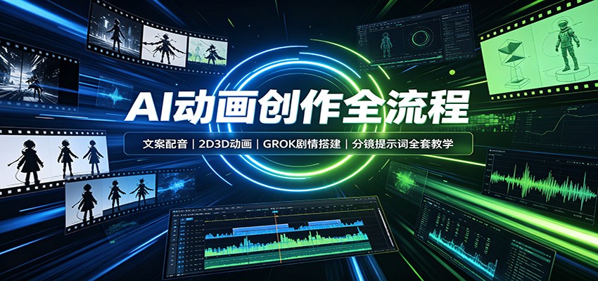 AI动画创作全流程：文案配音，2D3D动画，GROK剧情搭建，分镜提示词全套教学-创业资源网