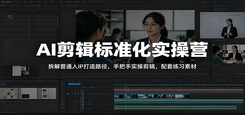 AI剪辑标准化实操营：拆解普通人IP打造路径，手把手实操剪辑，配套练习素材-创业资源网