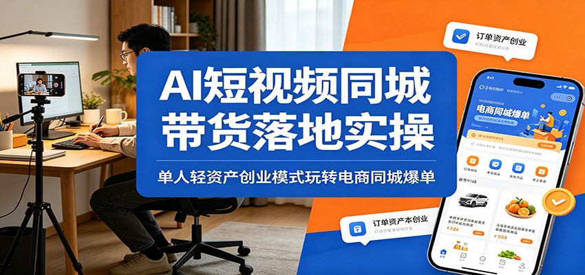 AI短视频同城带货落地实操：单人轻资产创业模式玩转电商同城爆单-创业资源网