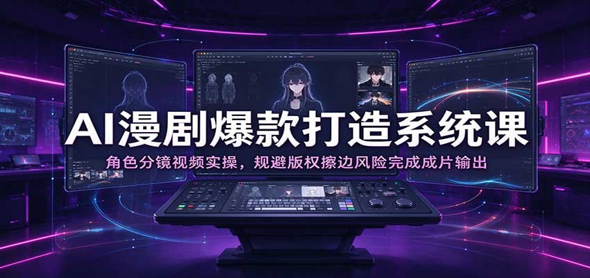 AI漫剧爆款打造系统课：角色分镜视频实操，规避版权擦边风险完成成片输出-创业资源网