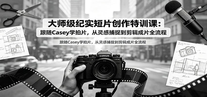 大师级纪实短片创作特训课：跟随Casey学拍片，从灵感捕捉到剪辑成片全流程-创业资源网