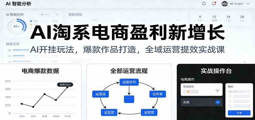 AI淘系电商盈利新增长，AI开挂玩法，爆款作品打造，全域运营提效实战课-创业资源网