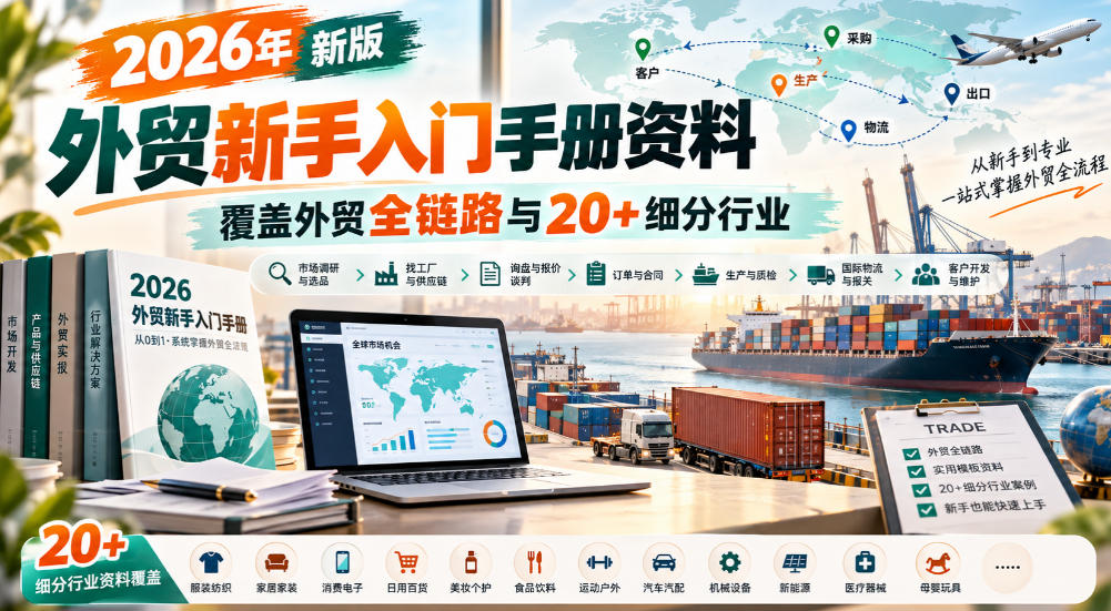 2026年新版外贸新手入门手册资料，覆盖外贸全链路与20+细分行业-创业资源网