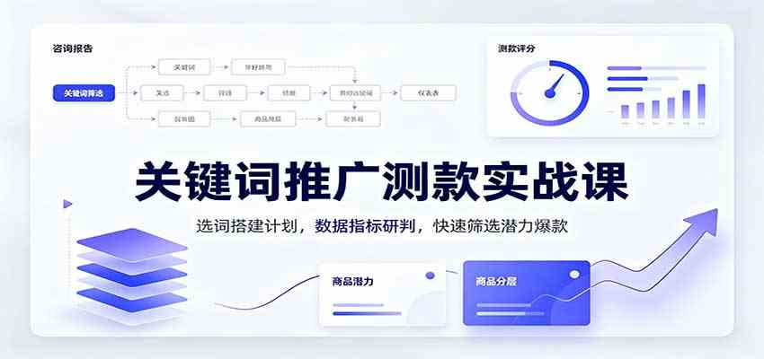 关键词推广测款实战课：选词搭建计划，数据指标研判，快速筛选潜力爆款-创业资源网