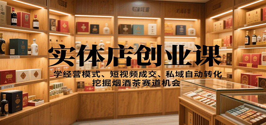 实体店创业课：学经营模式、短视频成交、私域自动转化，挖掘烟酒茶赛道机会-创业资源网