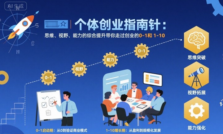 个体创业指南针，思维、视野、能力的综合提升带你走过创业的0-1和1-10【音频】-创业资源网