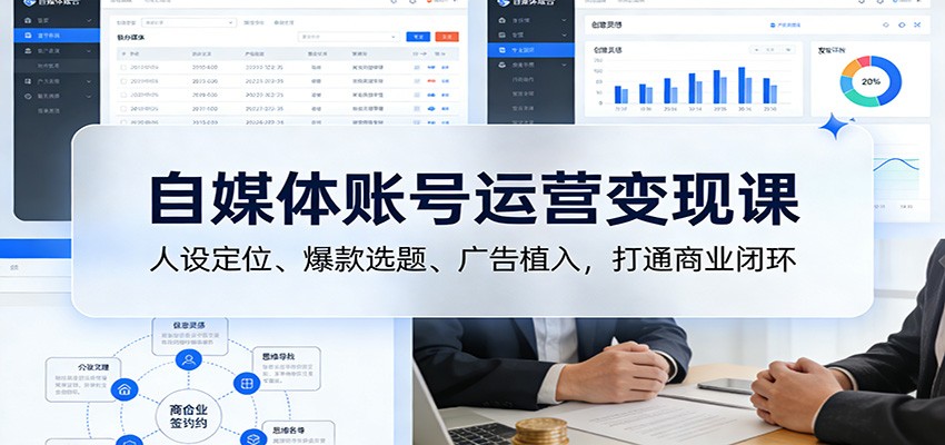 自媒体账号运营变现课：人设定位、爆款选题、广告植入，打通商业闭环-创业资源网