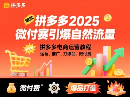 拼多多2025微付费引爆自然流量，拼多多电商运营教程，运营、推广、打爆品、微付费（更新）-创业资源网