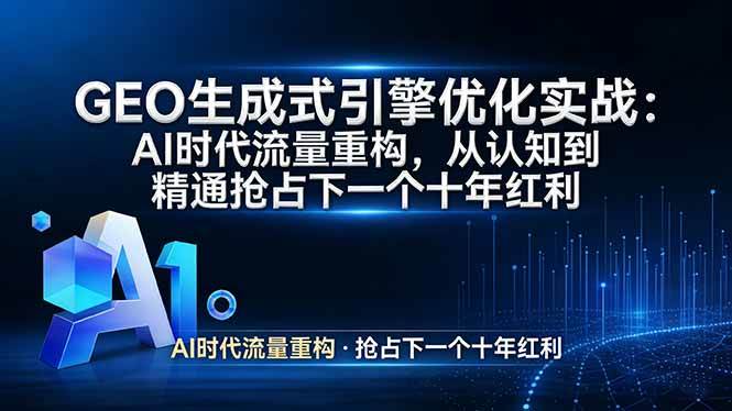 （17708期）GEO 生成式引擎优化实战：AI时代流量重构，从认知到精通抢占下一个十年红利-创业资源网