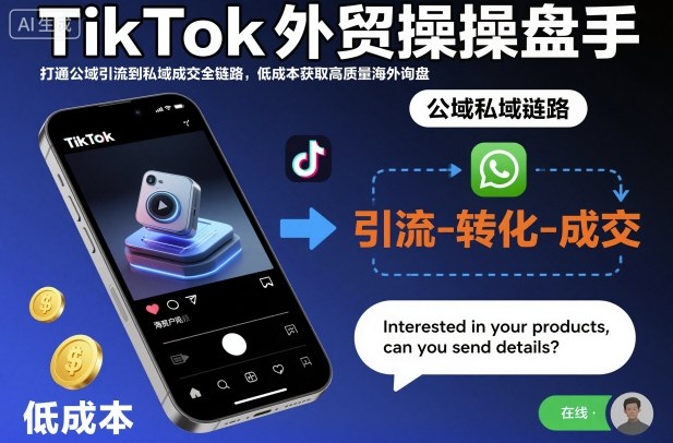 TikTok外贸操盘手，打通公域引流到私域成交全链路，低成本获取高质量海外询盘-创业资源网